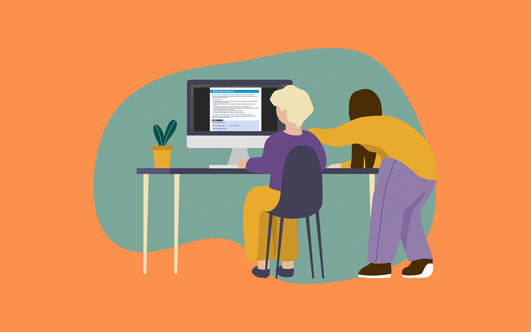 Two educators browsing the Be You website